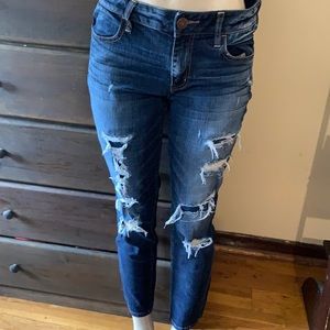 Pair Of Blue Denim Ripped Jeggings